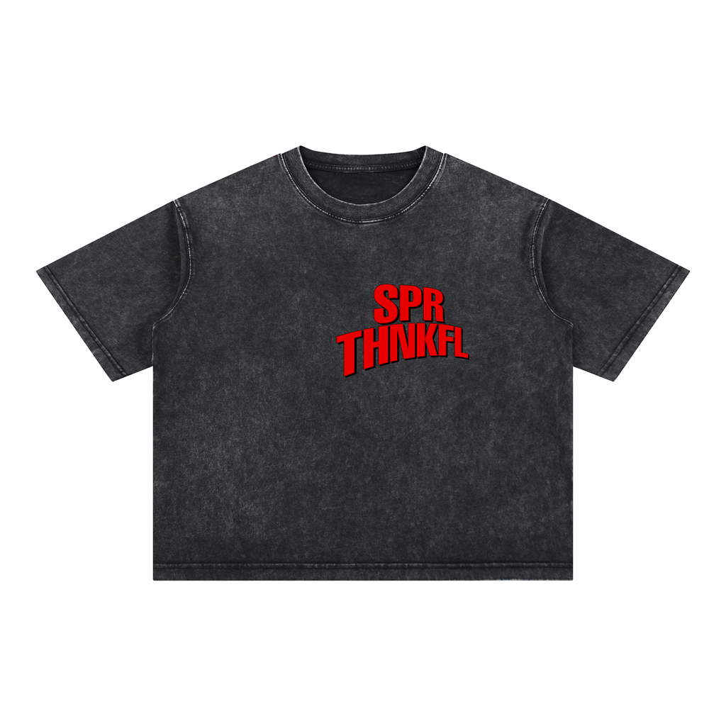 1 TH. 5:8 - Black- Mineral Wash Boxy Cotton T-Shirt