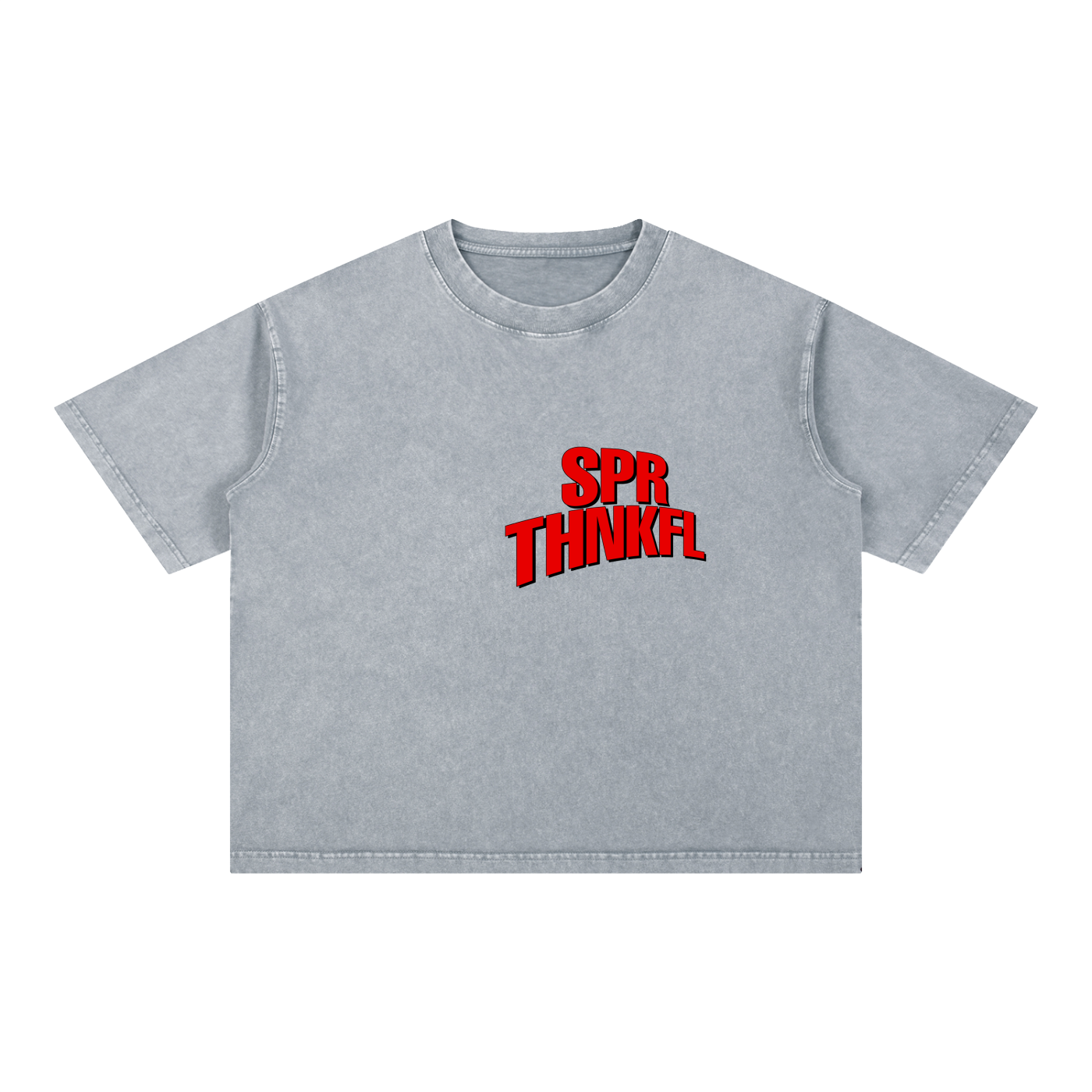 1. TH. 5:8 - Light Grey - Mineral Wash Boxy Cotton T-Shirt