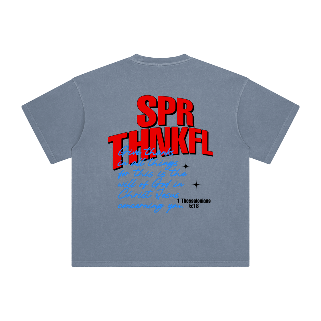 1 TH. 5:8 - Grey Blue - Enzyme Washed T-Shirt
