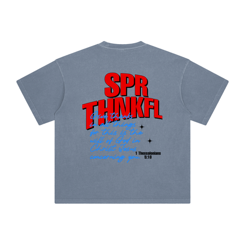 1 TH. 5:8 - Grey Blue - Enzyme Washed T-Shirt