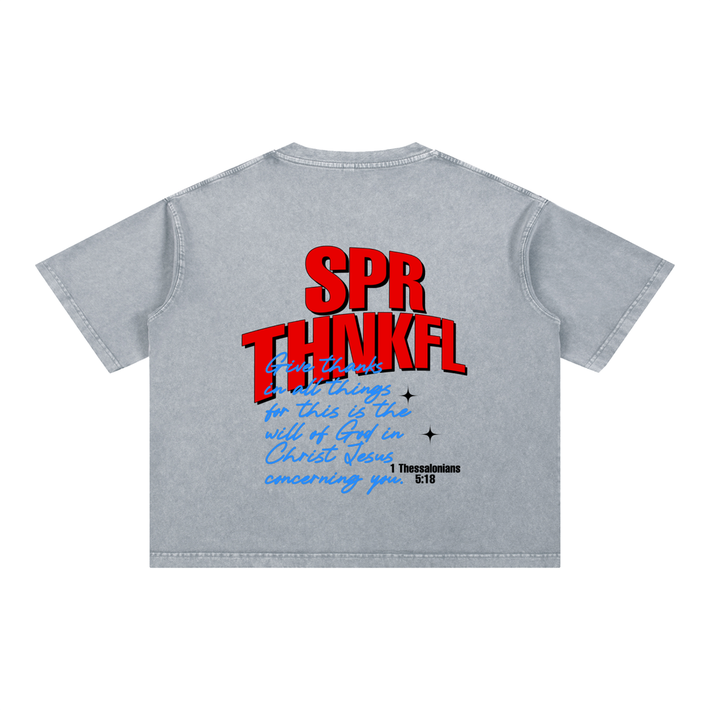 1. TH. 5:8 - Light Grey - Mineral Wash Boxy Cotton T-Shirt